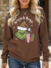 New Christmas leopard print crew neck sweatshirt