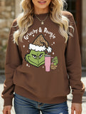 New Christmas leopard print crew neck sweatshirt