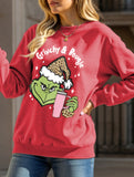 New Christmas leopard print crew neck sweatshirt