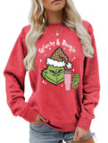 New Christmas leopard print crew neck sweatshirt