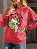 New Christmas leopard print crew neck sweatshirt