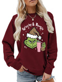 New Christmas leopard print crew neck sweatshirt