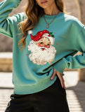 Santa Claus head shimmering sweatshirt