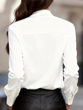 Solid color tie-front long-sleeved shirt