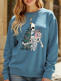 Stylish Crew Neck Christmas Long-Sleeve Sweatshirt