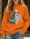 Stylish Crew Neck Christmas Long-Sleeve Sweatshirt
