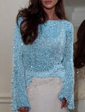 Sequined Fitted Knit Sweater