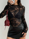 Single-layer long-sleeved thin slim-fit lace shirt
