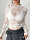 Single-layer long-sleeved thin slim-fit lace shirt