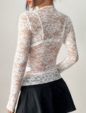 Single-layer long-sleeved thin slim-fit lace shirt