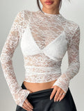 Single-layer long-sleeved thin slim-fit lace shirt