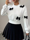 Simple bow-tie cropped sweatshirt