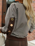 Striped color-blocked crew neck pullover sweater