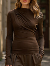 Asymmetrical turtleneck fitted top
