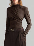 Asymmetrical turtleneck fitted top