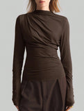 Asymmetrical turtleneck fitted top