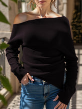 Casual solid color long-sleeved sweater