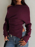 Casual solid color long-sleeved sweater