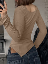 Slim-fit irregular knit shirt