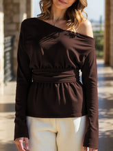 Sexy off-the-shoulder fitted waist top with straps