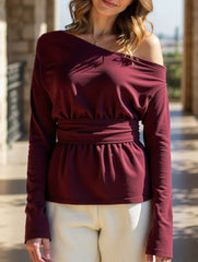 Sexy off-the-shoulder fitted waist top with straps