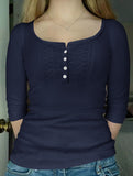 Versatile button-down long-sleeved base layer T-shirt