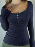 Versatile button-down long-sleeved base layer T-shirt