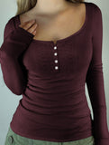 Versatile button-down long-sleeved base layer T-shirt