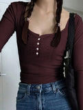 Versatile button-down long-sleeved base layer T-shirt