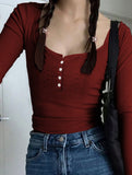 Versatile button-down long-sleeved base layer T-shirt