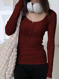 Versatile button-down long-sleeved base layer T-shirt