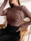 Versatile ruched long-sleeved T-shirt