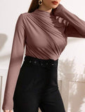 Versatile ruched long-sleeved T-shirt