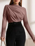 Versatile ruched long-sleeved T-shirt