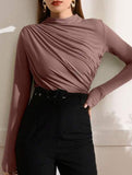 Versatile ruched long-sleeved T-shirt