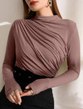 Versatile ruched long-sleeved T-shirt