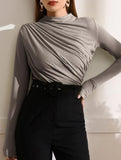 Versatile ruched long-sleeved T-shirt