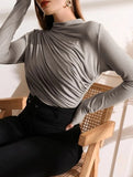 Versatile ruched long-sleeved T-shirt
