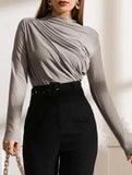 Versatile ruched long-sleeved T-shirt
