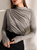 Versatile ruched long-sleeved T-shirt