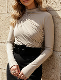 Versatile ruched long-sleeved T-shirt