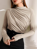 Versatile ruched long-sleeved T-shirt