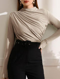 Versatile ruched long-sleeved T-shirt