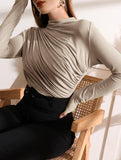 Versatile ruched long-sleeved T-shirt