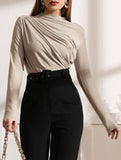 Versatile ruched long-sleeved T-shirt