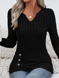 Fashionable V-neck long-sleeved knitwear