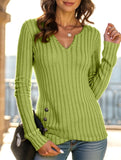 Fashionable V-neck long-sleeved knitwear
