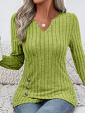 Fashionable V-neck long-sleeved knitwear