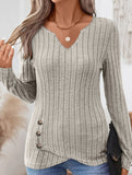 Fashionable V-neck long-sleeved knitwear