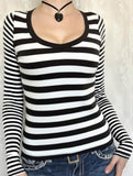 Versatile striped long-sleeved vest T-shirt